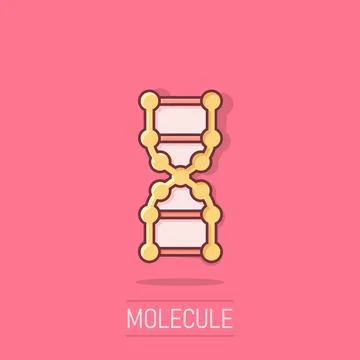 Dna molecule icon in comic style. Atom cartoon vector illustration on isola.. Stockillustratie