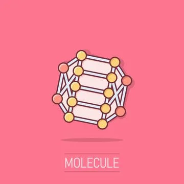 Dna molecule icon in comic style. Atom cartoon vector illustration on isola.. Stock Illustration