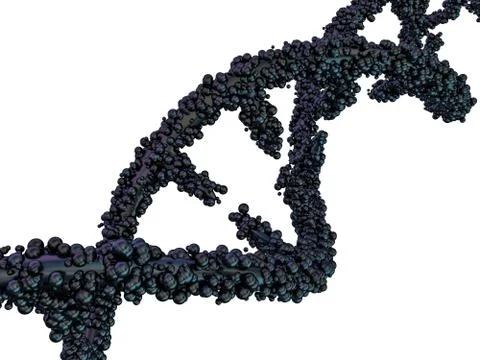 DNA molecule is located in front of a white background. Abstract collage. 3D Ilustração Stock