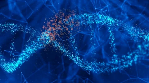 DNA molecule from particles. Concept animation of digital  Stock Footage 241796619