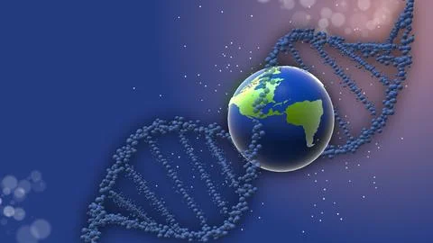 DNA molecule with the planet Earth Stock Illustration