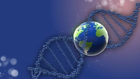 DNA molecule with the planet Earth Illustrazione stock
