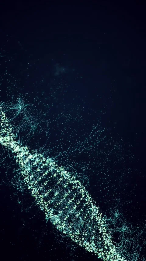 DNA molecule rotates on a blue background. Vertical looped video Stock Footage 228025157