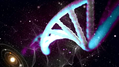 DNA molecule. Solar system. Genetic code Stock Footage 281171424