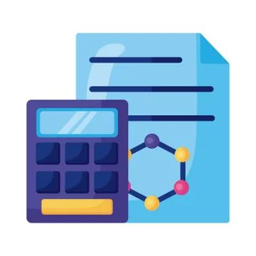 Dna molecule structure in document with calculator detailed style icon Illustrazione stock