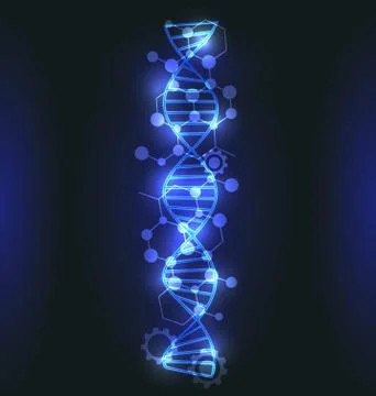DNA, Molecule Structure with Glowing Effect, Genetic Code Illustrazione stock