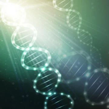 DNA molecule structure on a green background. Science vector background 스톡 일러스트