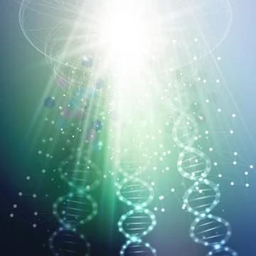 DNA molecule structure on a green background. Science vector background Stock Illustration