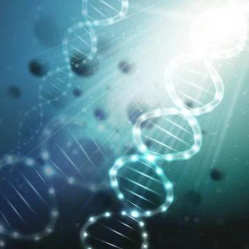 DNA molecule structure on a green background. Science vector background Stock Illustration