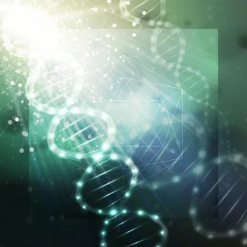 DNA molecule structure on a green background. Science vector background イラスト素材