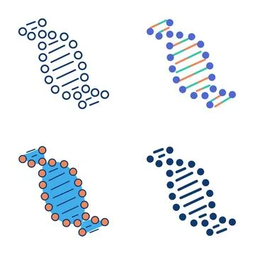 DNA molecule structure icon set 스톡 일러스트