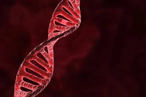 DNA molecule structure on red background Stock Illustration