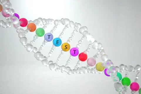 DNA molecule with TEST text. 3D rendering 스톡 일러스트