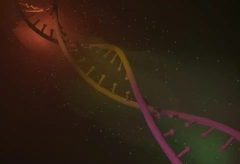 DNA molecule threads with peptide 3d illustration Stock Illustration