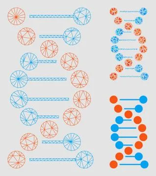 DNA Molecule Vector Mesh Network Model and Triangle Mosaic Icon Illustrazione stock