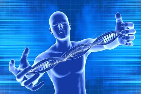 Dna molecules and men Stock Illustration