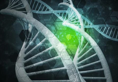 DNA molecules background, 3D rendering Stock Illustration