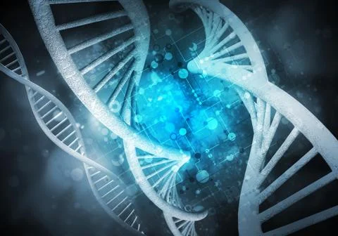 DNA molecules background, 3D rendering Stock Illustration