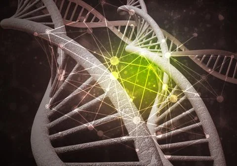 DNA molecules background, 3D rendering 스톡 일러스트
