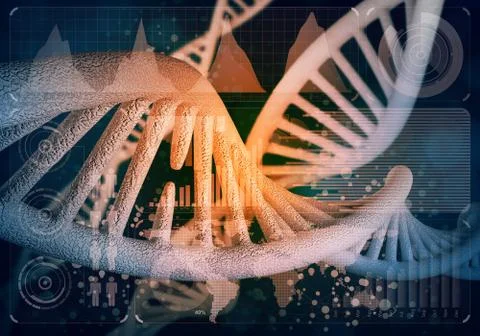 DNA molecules background, 3D rendering Stock Illustration