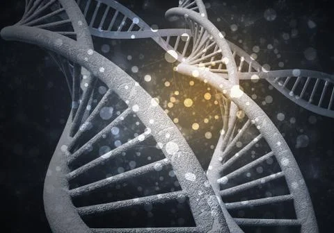 DNA molecules background, 3D rendering 스톡 일러스트