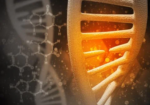 DNA molecules background, 3D rendering 스톡 일러스트