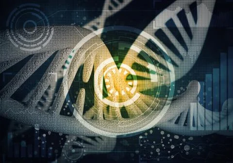 DNA molecules background, 3D rendering 스톡 일러스트