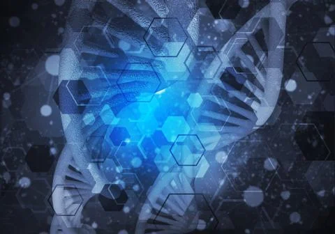 DNA molecules background, 3D rendering 스톡 일러스트