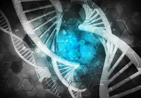 DNA molecules background, 3D rendering 스톡 일러스트