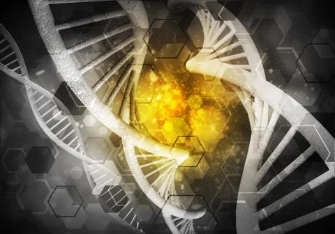 DNA molecules background, 3D rendering Illustrazione stock