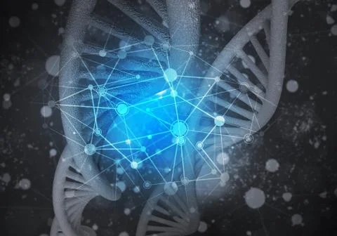 DNA molecules background, 3D rendering 스톡 일러스트