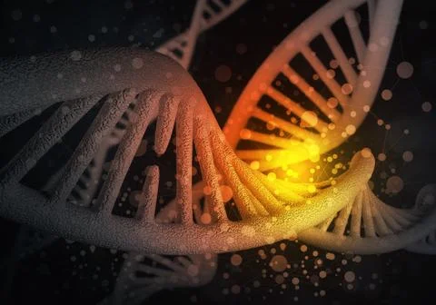 DNA molecules background, 3D rendering Stockillustratie