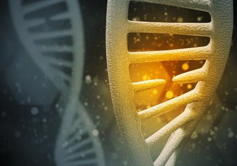 DNA molecules background, 3D rendering 스톡 일러스트
