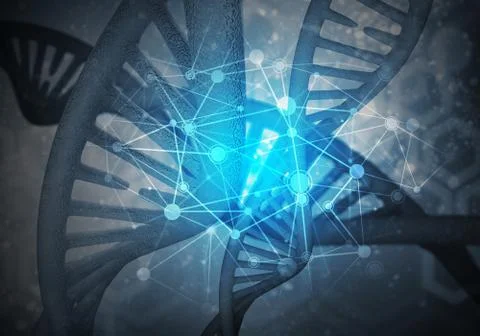 DNA molecules background, 3D rendering Stock Illustration