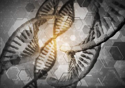 DNA molecules background Background image with DNA molecule research conce... Stock Photos