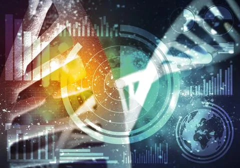 DNA molecules background Background image with DNA molecule research conce... Stock Photos