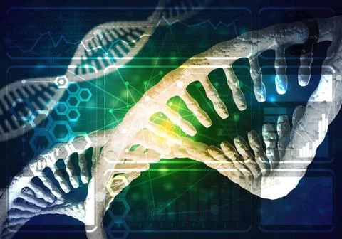 DNA molecules background Background image with DNA molecule research conce... Stock Photos