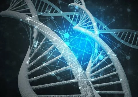DNA molecules background Background image with DNA molecule research conce... 스톡 사진