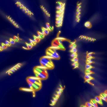 DNA molecules isolated on blue background Stock Illustration