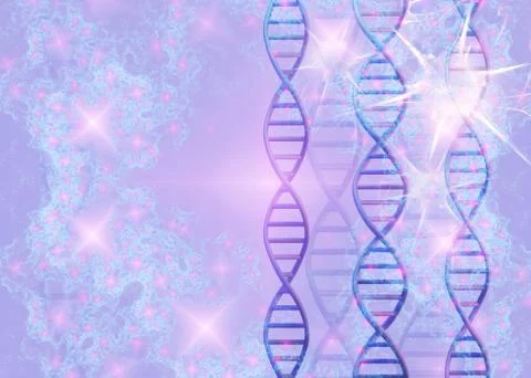 DNA molecules structure on magic fractal background. Science and Technology Illustrazione stock