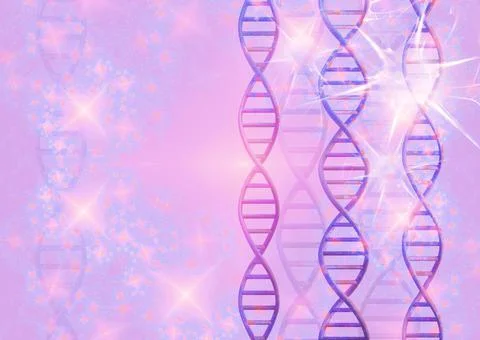 DNA molecules structures on pink background. Science and Technology Stock Illustration