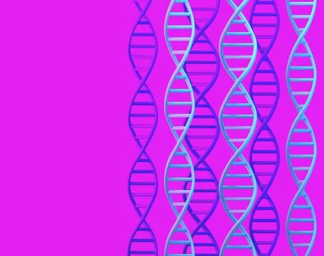 DNA molecules structures on purple background. Science and Technology Stock Illustration