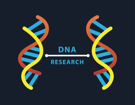 Dna molecules structures set icons and lettering Stock Illustration