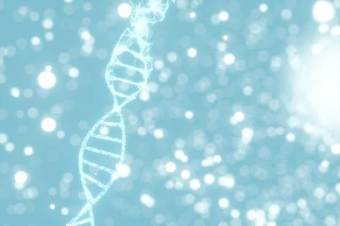 DNA particles and diffused glowing lines, 3d rendering. イラスト素材