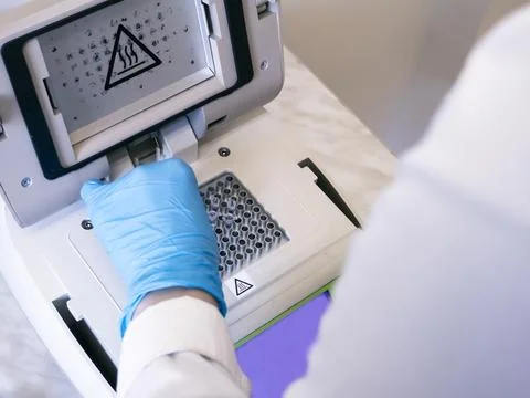 DNA in a PCR machine Stock Photos