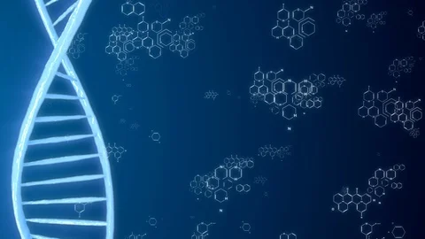 DNA Polished Double Helix Molecule Spin Strand Structure Futuristic. Stock Footage 110827087