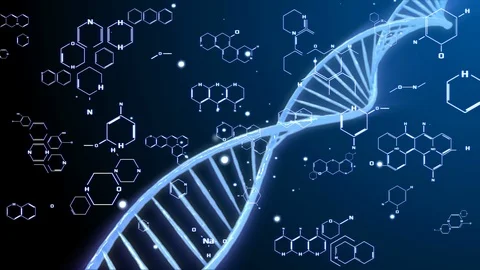 DNA Polished Double Helix Molecule Spin Strand Structure Futuristic. Stock Footage 110829484