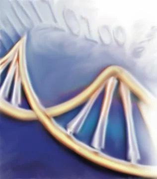 DNA process, Bits background Science Illustration Illustrazione stock