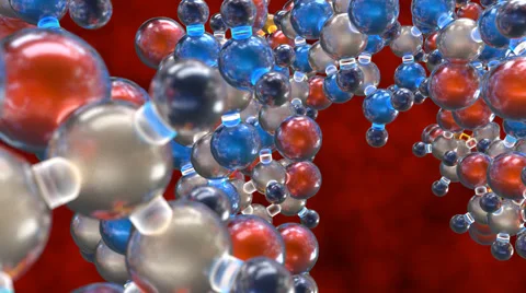 DNA with red background, a fly-by between atoms Stock Footage 60085628