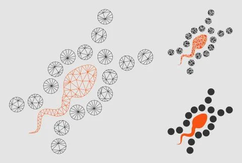 DNA Replication Vector Mesh 2D Model and Triangle Mosaic Icon Illustration